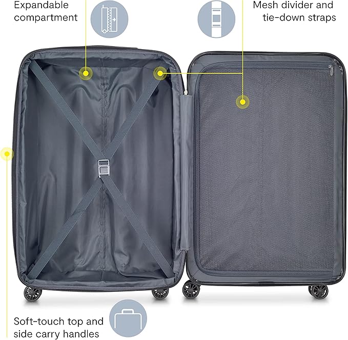Delsey Luggage Aero 2 Piece Set (19"/29") Spinner Suitcase (Charcoal)