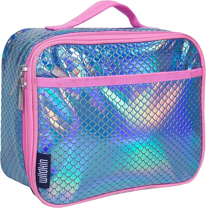 Wildkin Kids Insulated Lunch Box – Durable and Reusable for School & Travel - Mermaid Scales