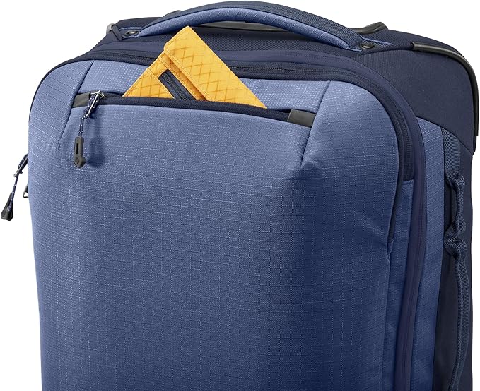 eagle creek Expanse 4-Wheel 21.5" International Carry-On Luggage - Four-Wheel Carry-On Luggage for Easy Travel - Lockable Zippers - Expandable Main Compartment - Telescoping Handles - Pilot Blue
