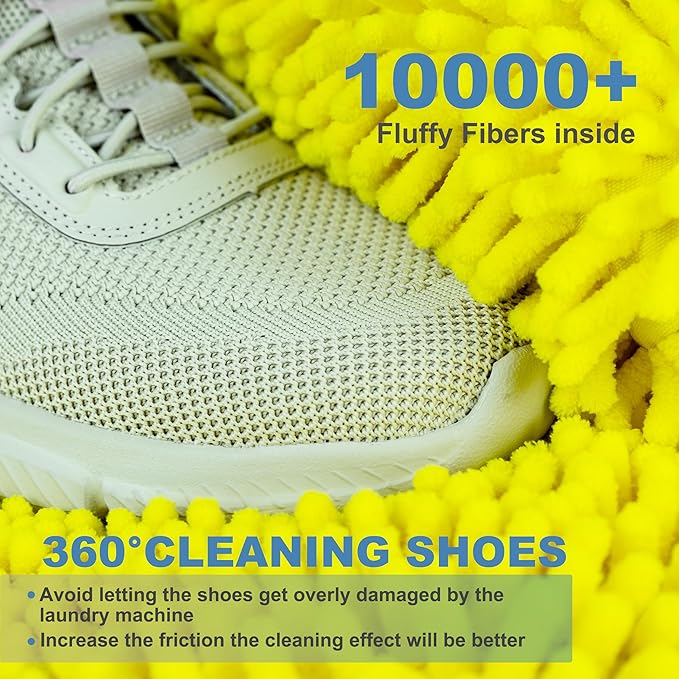 Shoe Washing Machine Bag – 360° Deep Clean Sneaker Laundry Bag with Cleaning Fibers and Zipper, Reusable Shoe Bag for Washing Machine, 2 Pack