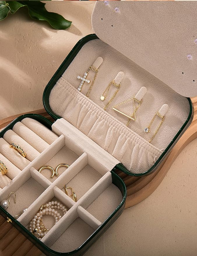 S.Leaf Travel Jewelry Box - Portable Case for Women (18 Crocodile Avocade Big)