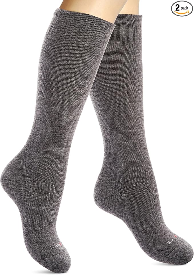Cotton Compression Socks for Women & Men. 15-20 mmHg Support Knee-High Charcoal Gray S/M