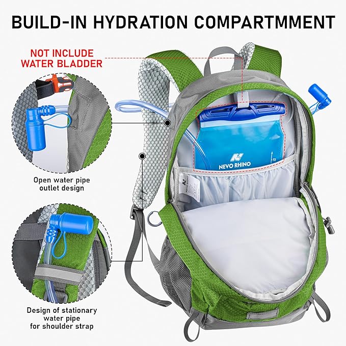 N NEVO RHINO Hiking Backpack 20L Water Resistant Outdoor Day Pack,Lightweight Travel Small Backpack for Men Women
