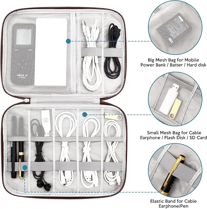 SELLYFELLY Electronics Organizer Travel Cord Organizer Case Compact Electronics Accessories Bag for Cable, Cord, Charger, Phone, Hard Drive
