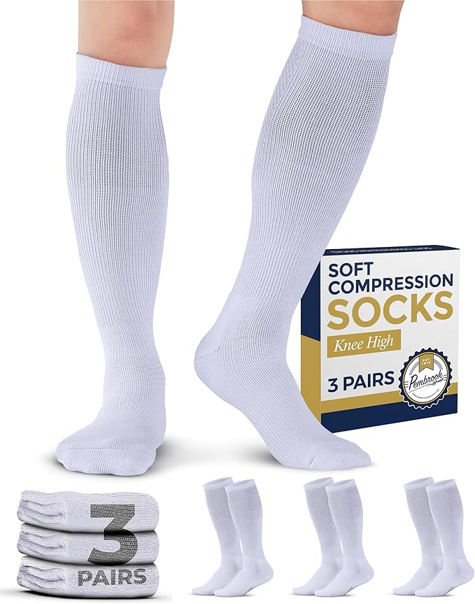 Pembrook Light Compression Socks for Men - 3 Pairs | 8-15 mmhg Compression Dress Socks for Men | Support Socks for Men