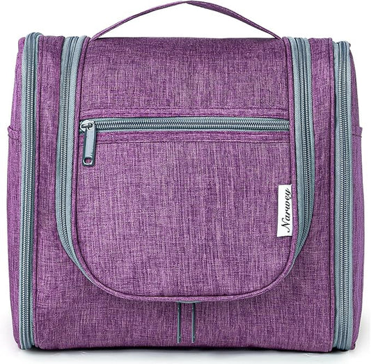 Hanging Toiletry Bag for Women Travel Makeup Bag Organizer Toiletries Bag for Cosmetics Essentials Accessories (Large, Dark Purple)