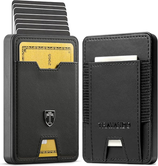 TRAVANDO Swype Slim Wallet for Men Metal RFID Blocking Mens Wallet Card Case (Black)