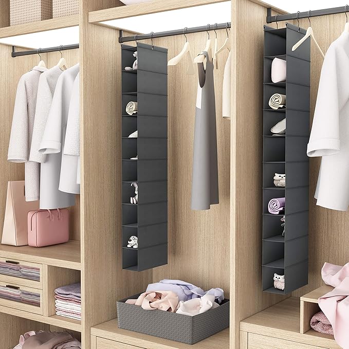 MAX Houser 10-Shelf Hanging Shoe Shelf Organizer, Hanging Shoe Storage for Closet (Grey)