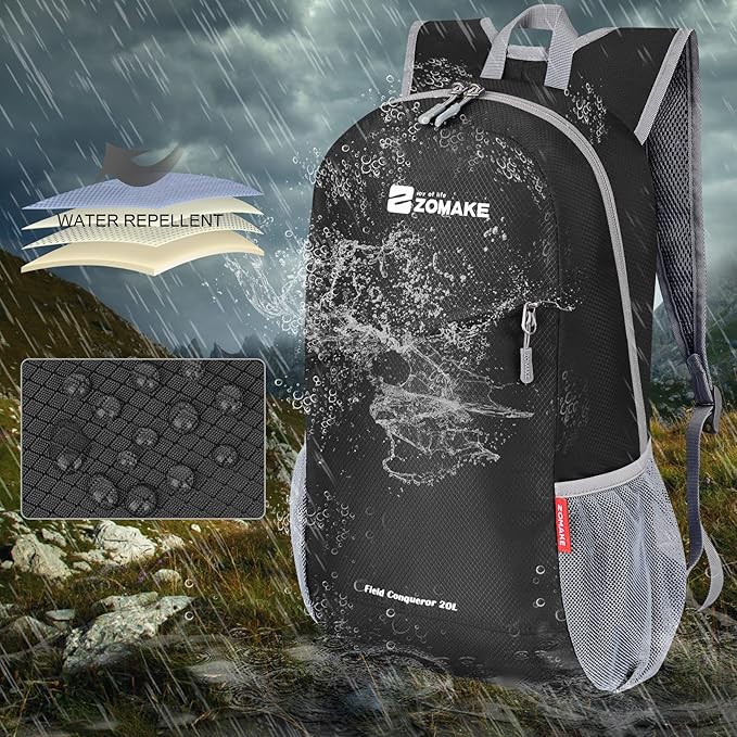 ZOMAKE Lightweight Packable Backpack 20L, Foldable Backpacks Small Daypack for Hiking Water Resistant Day Bag for Travel