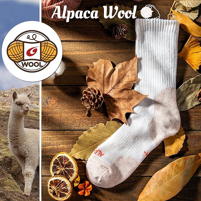 Alpaca Wool Hunting Socks 2 pairs for Men Women, Thermal Warm Compression Thick Winter Cushioned Hiking Boot Moisture Wicking
