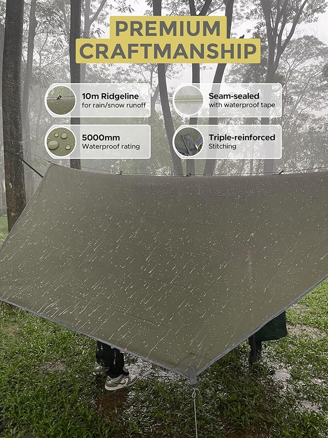 Miztli Camping Hammock -Portable Hammock w/Spacious Net & Tree Straps w/Adjustable Loops, Double and Single Hammock for Outdoor, Indoor, Hiking and Travel