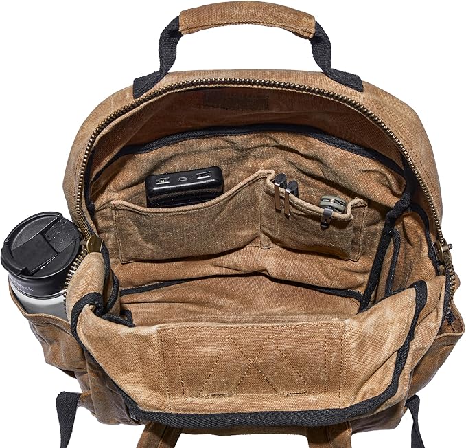Waxed Canvas Backpack – Durable Rucksack with Laptop Sleeve – Water-Resistant Travel Bag for Work, Commute, School, or Outdoor Use