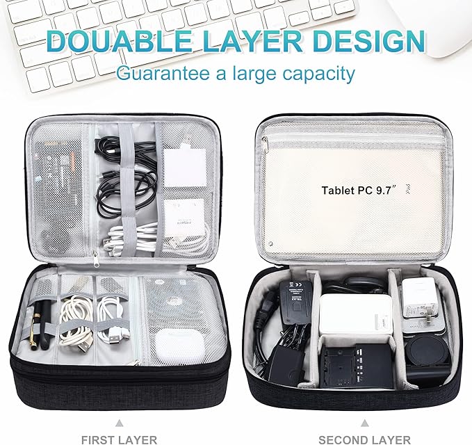 CILLA Electronics Organizer Travel, Travel Cord Organizer Case, Compact Electronics Accessories Bag for Cable, Cord, Charger, Phone