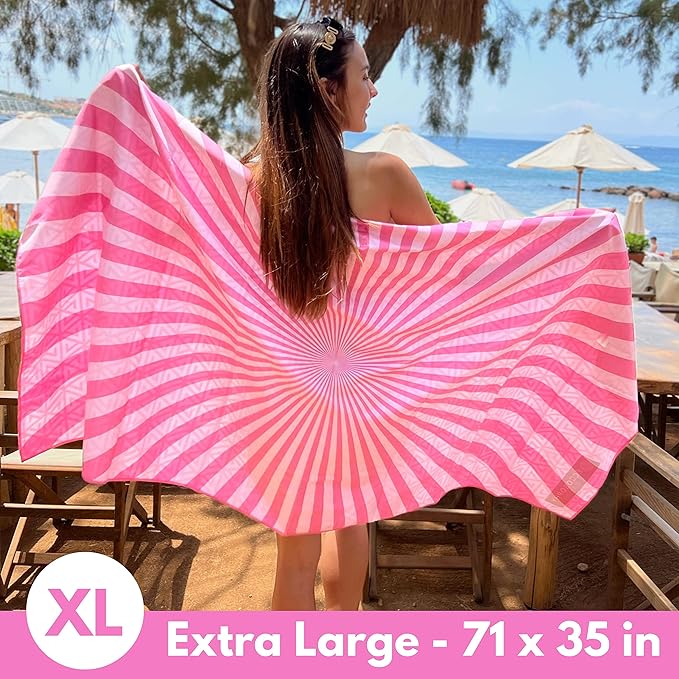 ECCOSOPHY Microfiber Beach Towel - Sand Free Towels are Quick Dry, Light Weight, Super Absorbent - Perfect Pool, Travel, Cruise, Camping Essentials - Oversized Extra Large for Adults 71x35 in