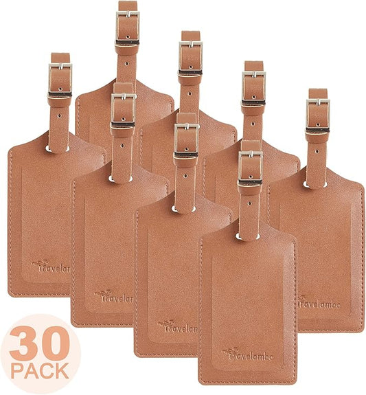 8 Pack Leather Luggage Travel Bag Tags by Travelambo