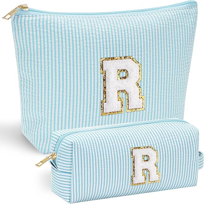 YOOLIFE Tween Girls Trendy Stuff - Birthday, Graduation, Mother's Day, Bridesmaid Gifts for Women, Teachers, Sisters - Initial Makeup Bag Cosmetic Travel Bag R