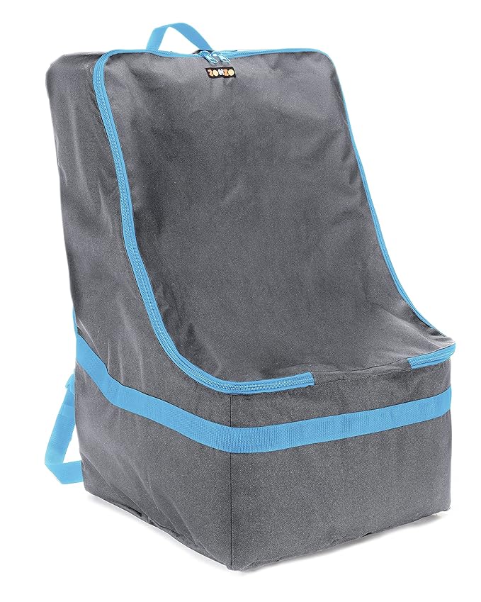 Car Seat Travel Bag — Adjustable, Padded Backpack for Car Seats — Car Seat Travel Tote (Gray with Black Trim)