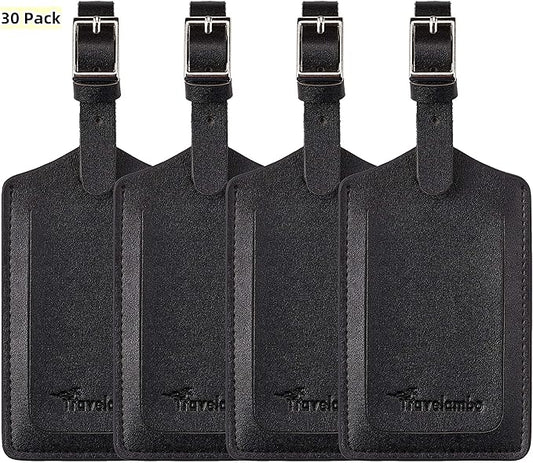 Travelambo Luggage Tags for Suitcases PU Leather Travel Tags Bag Tags Privacy Protection Travel Essentials