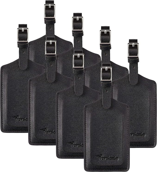 8 Pack Leather Luggage Travel Bag Tags by Travelambo