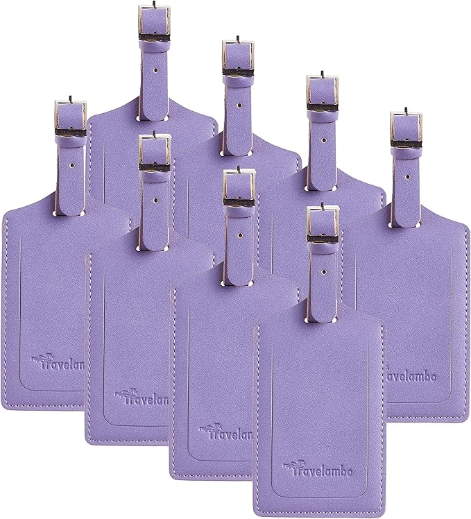 8 Pack Leather Luggage Travel Bag Tags by Travelambo