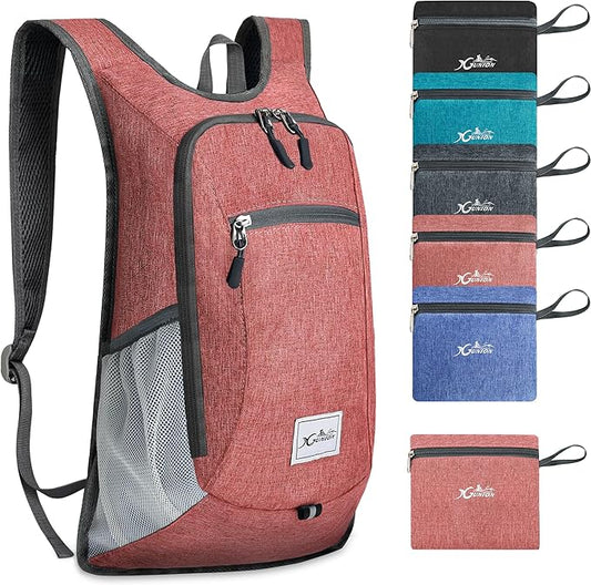 Foldable Travel Daypack - 10L Lightweight Backpack for Women & Men (Red) - Camping & Hiking
