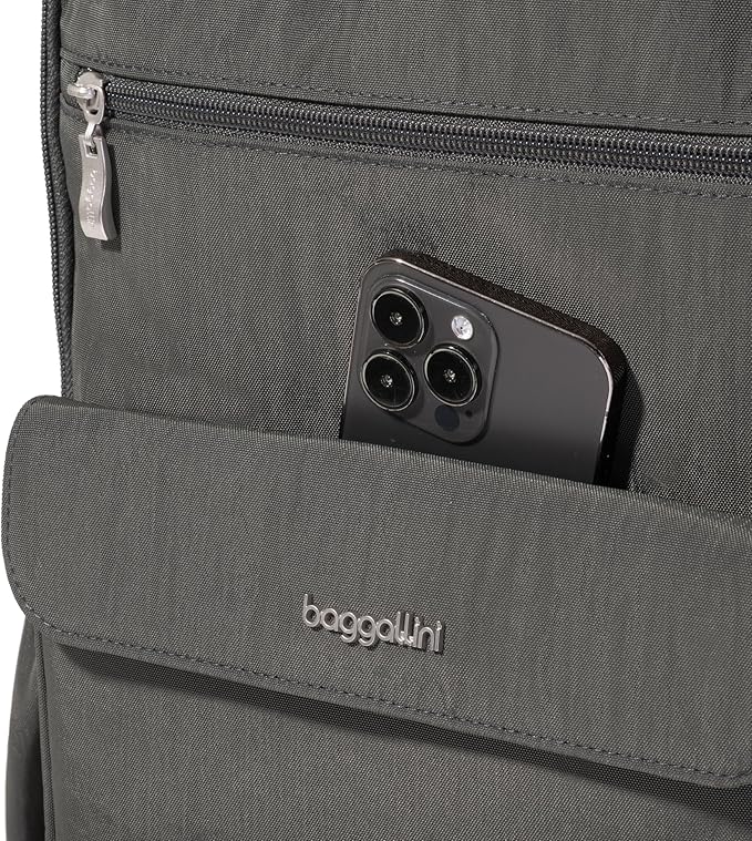 Baggallini Everyday Laptop Backpack - 11x15.5 Lightweight Water-Repellent Nylon Travel Bag w/Padded Laptop Sleeve & RFID