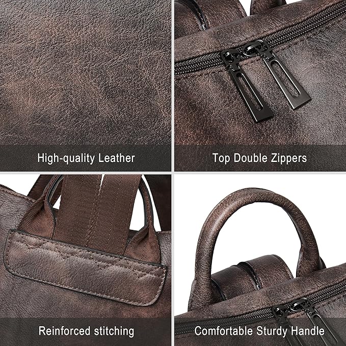 Shrrie Vegan Leather Laptop Backpack for Women 15.6 inch Work Backpack Fashion Travel Backpack Purse for Travel College Work