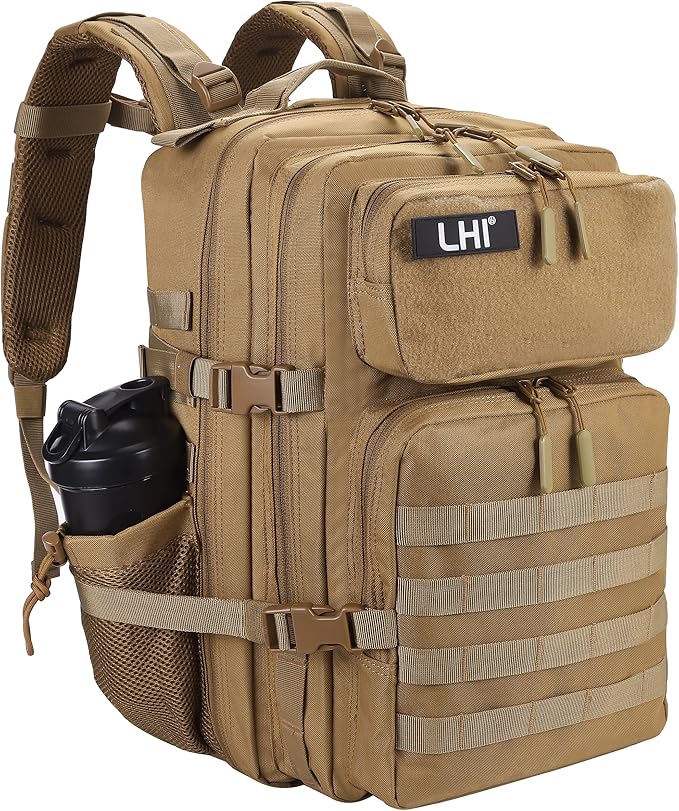 LHI Military Tactical Backpack for Men and Women 45L Army 3 Days Assault Pack Bag Large Rucksack with Molle System
