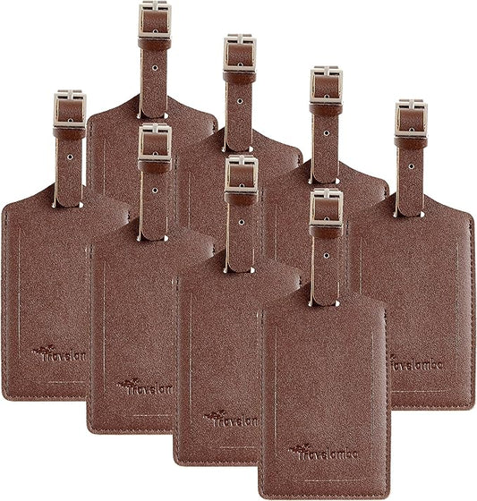 8 Pack Leather Luggage Travel Bag Tags by Travelambo